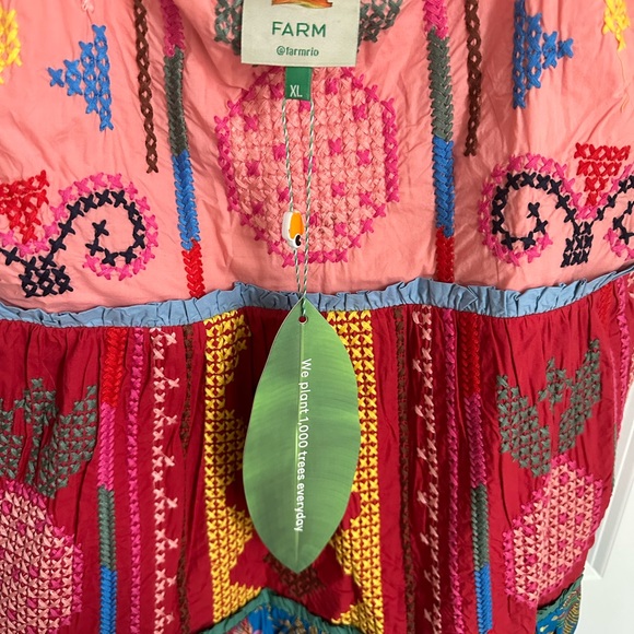 Farm Rio Color Block Embroidered Dress - Picture 4 of 8
